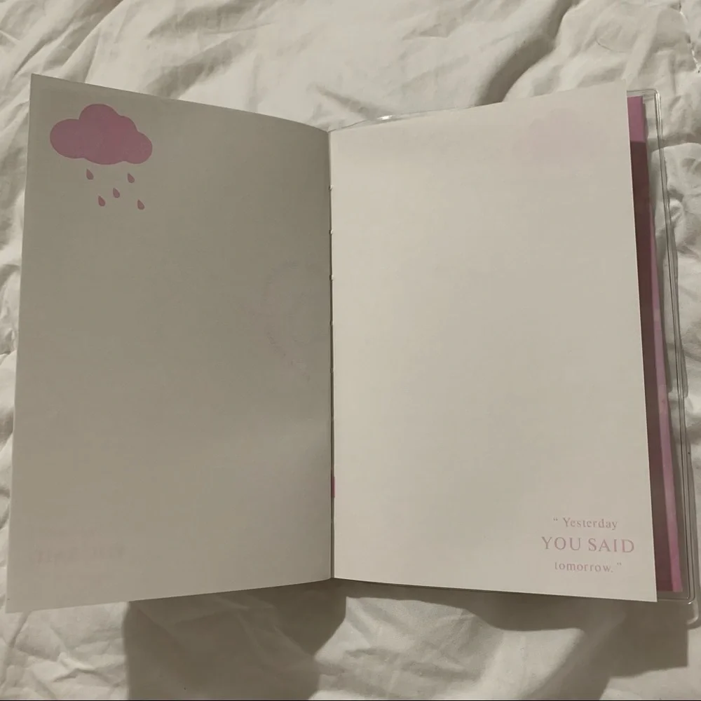 Pink Cherry Blossom Design Small Notebook w/ Water Gel Front Cover with Sequins